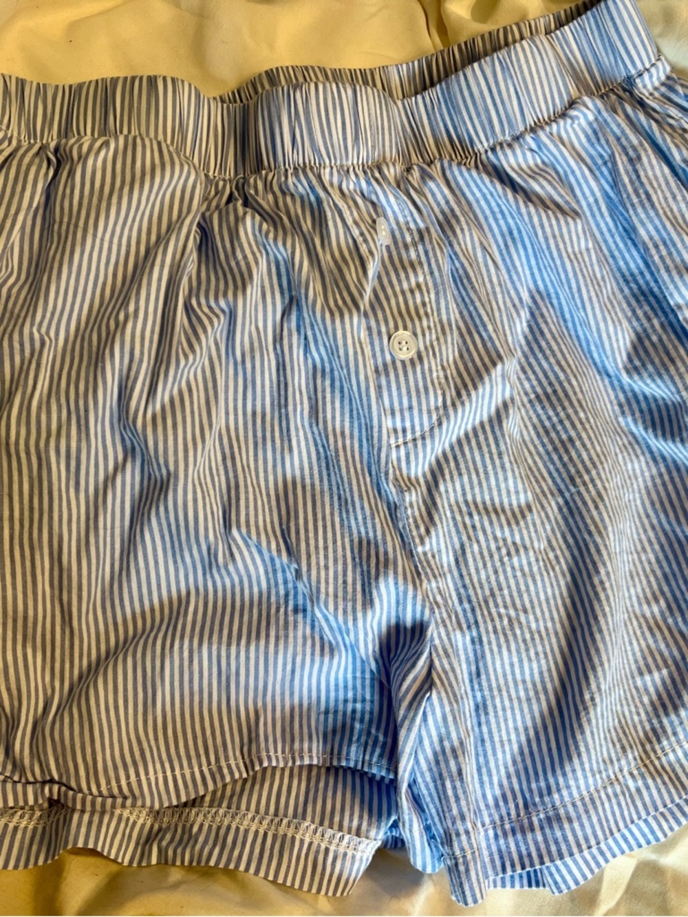 Striped Blue & White Cotton Boxer Shorts